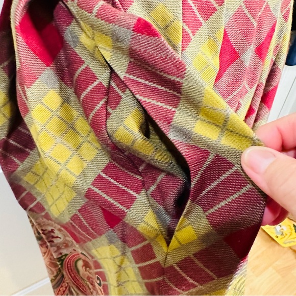 Vintage ‘80s Ralph Lauren Paisley Pleats Fringes Wool Silk Slip Pockets Size 8 - Picture 5 of 16